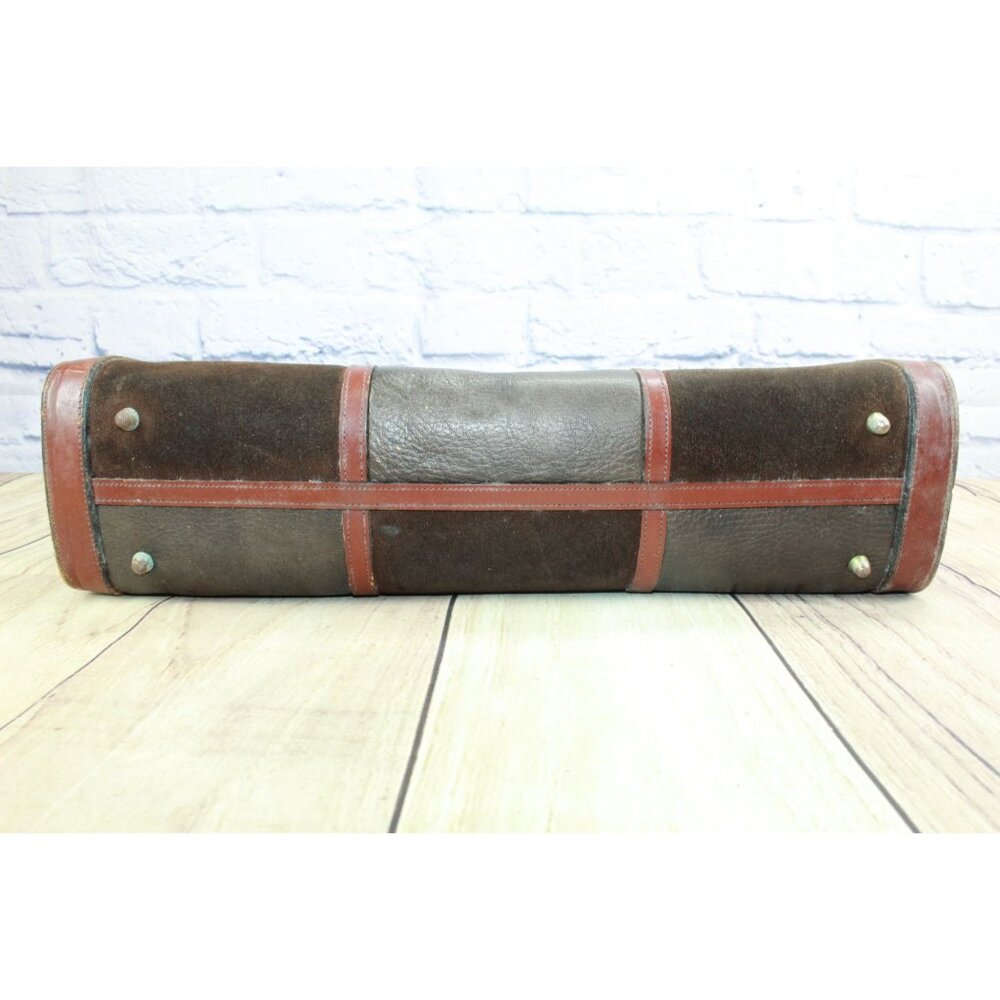 Vintage Patchwork Multi Brown Leather Suede Satch… - image 5